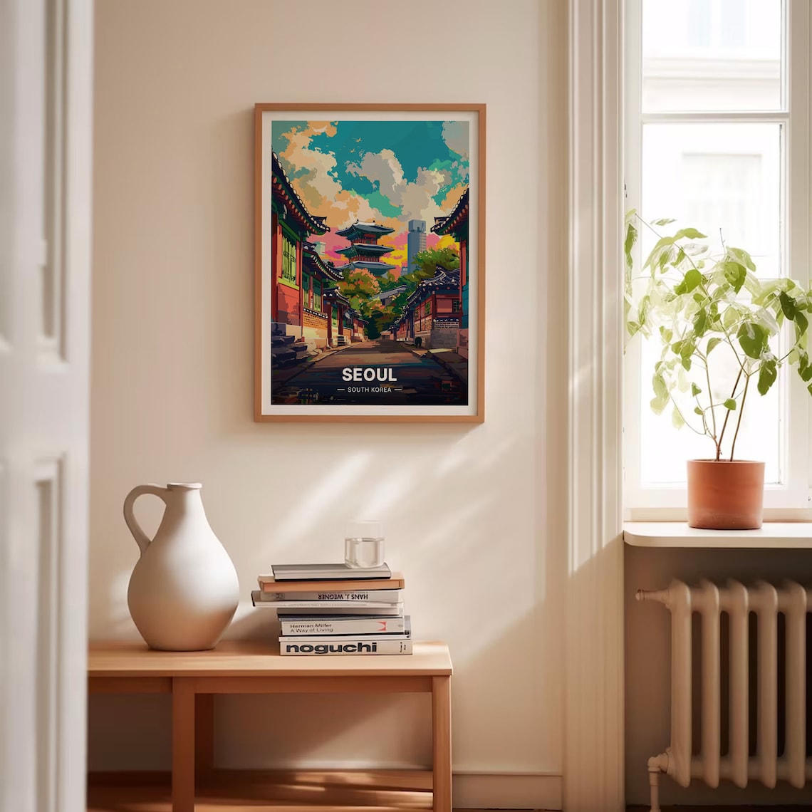 Vintage Seoul Skyline Travel Poster, Korea Cityscape - Image 4