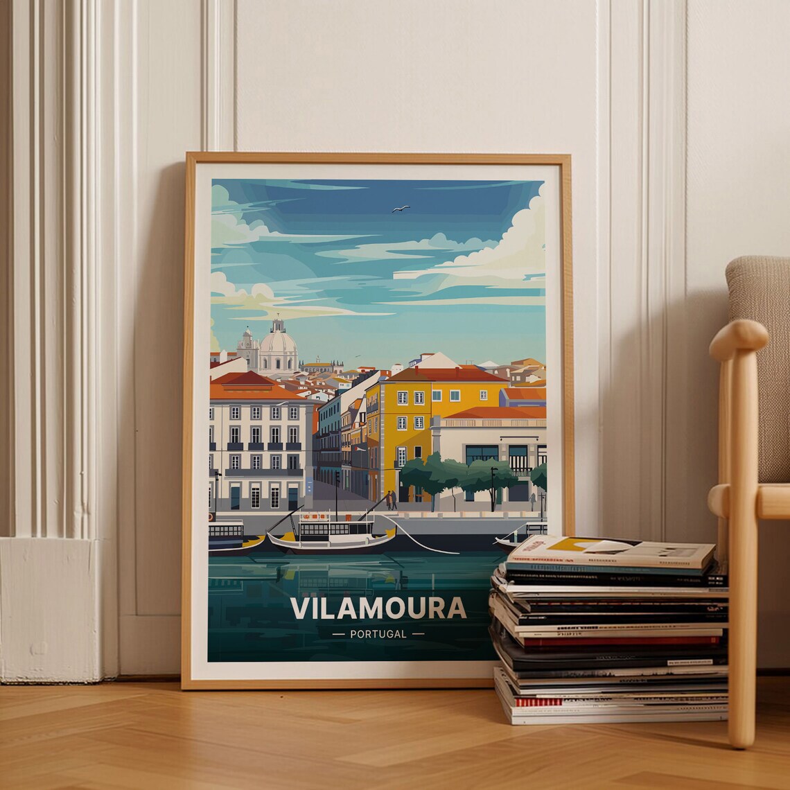 Vilamoura Portugal Marina Algarve Boats Waterfront Sunny Travel Poster