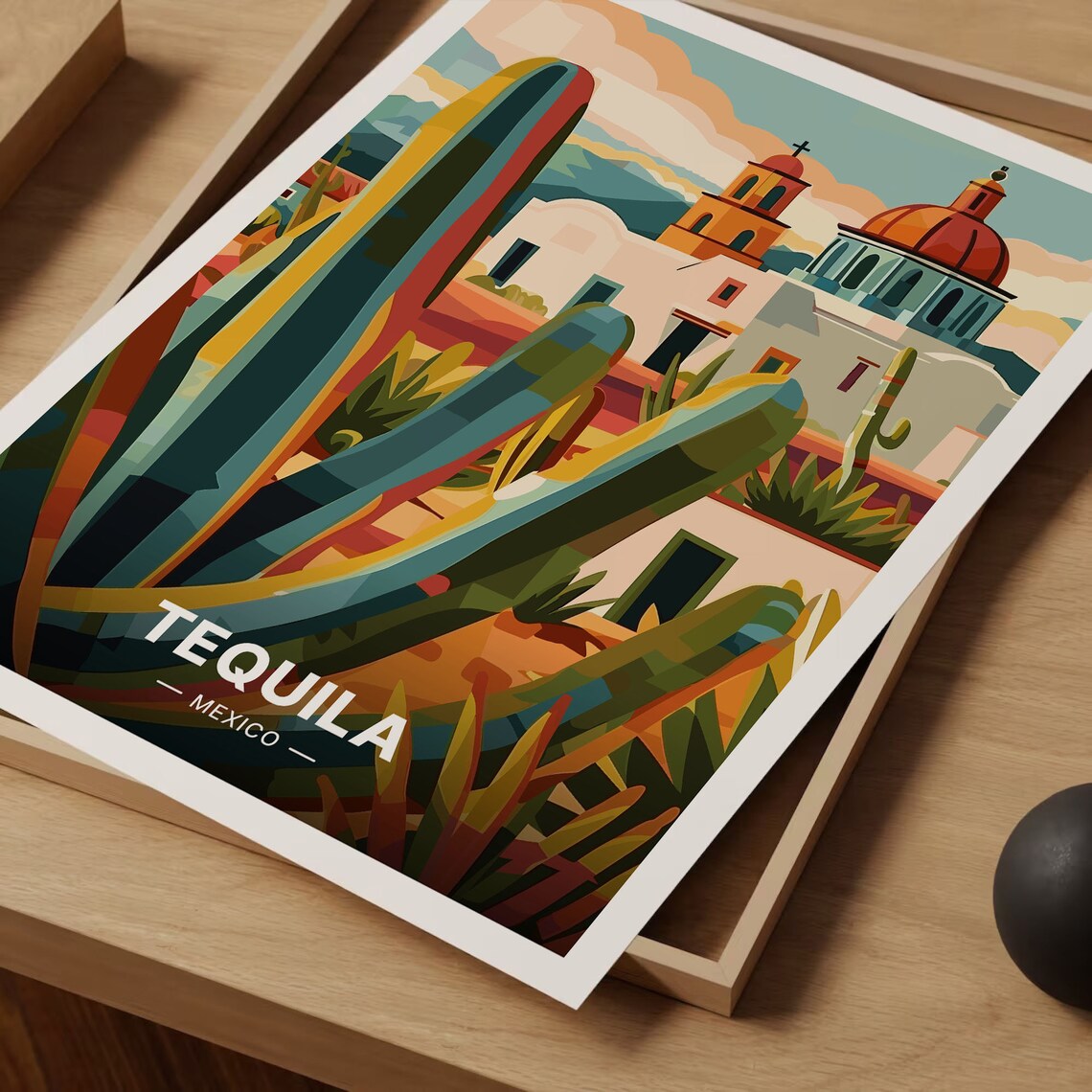 Tequila Mexico Travel Poster, Mid-Century Modern Art - Image 3