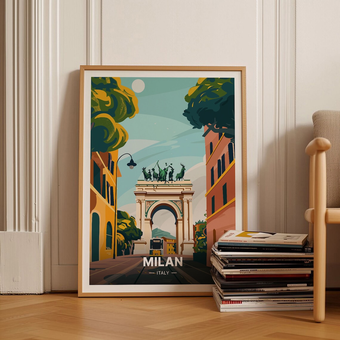 Milan Vintage Travel Poster, Italy Wall Art