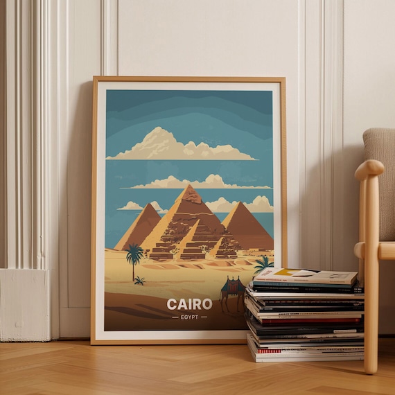 Cairo Great Pyramids Of Giza Travel Poster Egypt Wall Art Home Decor Gift For Travelers Art Lovers Home Accent C20 1639