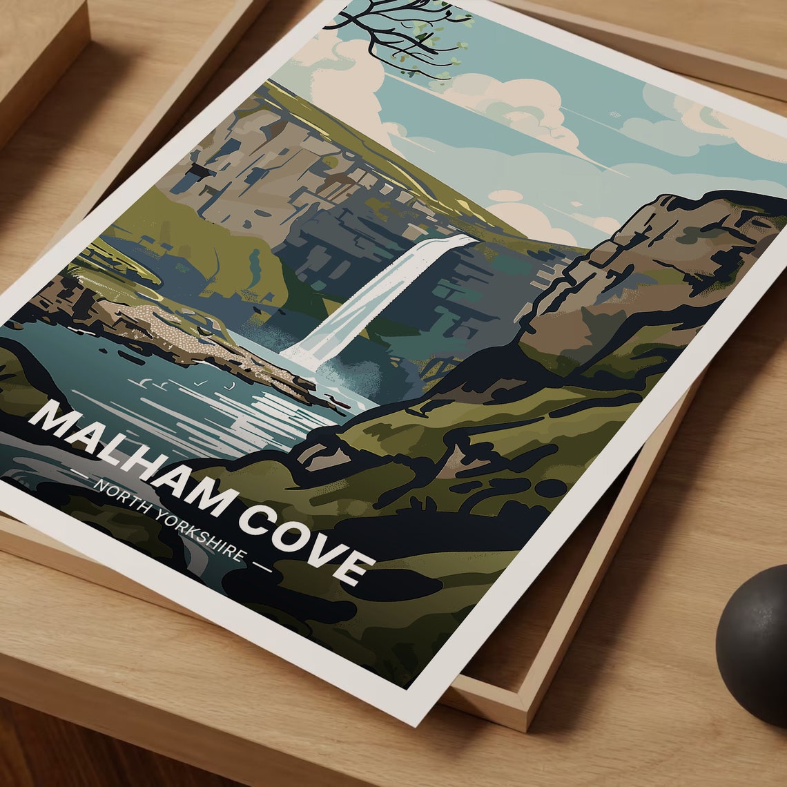 Malham Cove North Yorkshire Limestone Waterfall Landscape Poster - Image 3