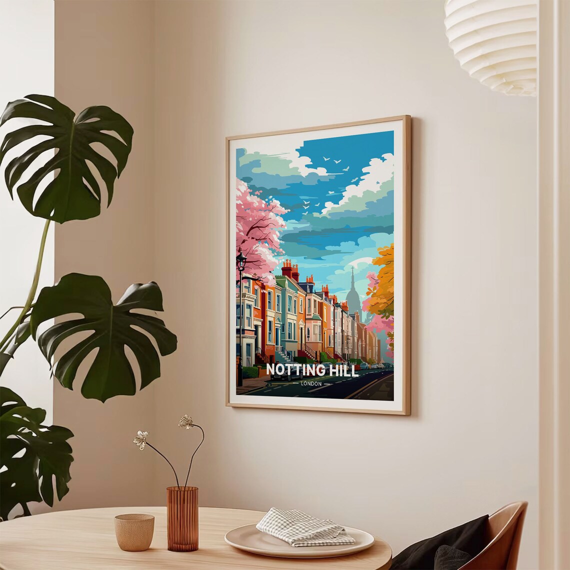 Notting Hill London Travel Poster, England Cityscape - Image 2