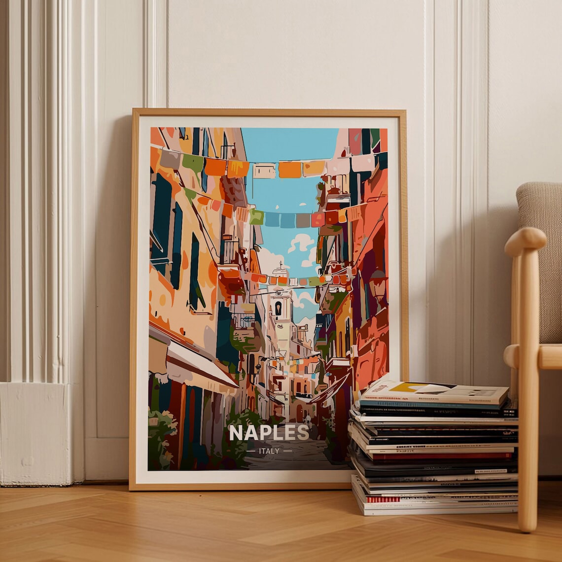Napoli Travel Poster, Naples Italy Mid-Century Modern