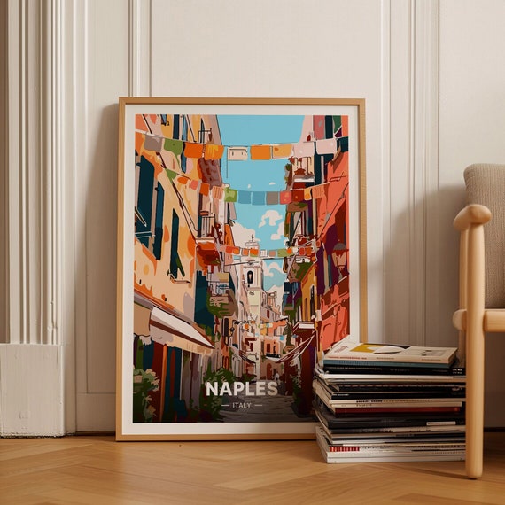 Napoli Travel Poster, Naples Italy Mid-Century Modern