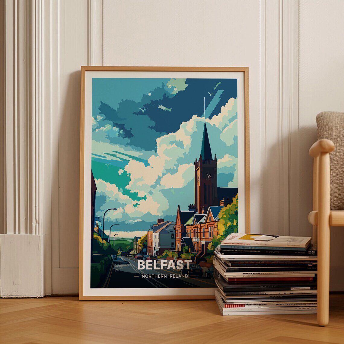 Belfast Travel Poster, Ireland Cityscape Art Print