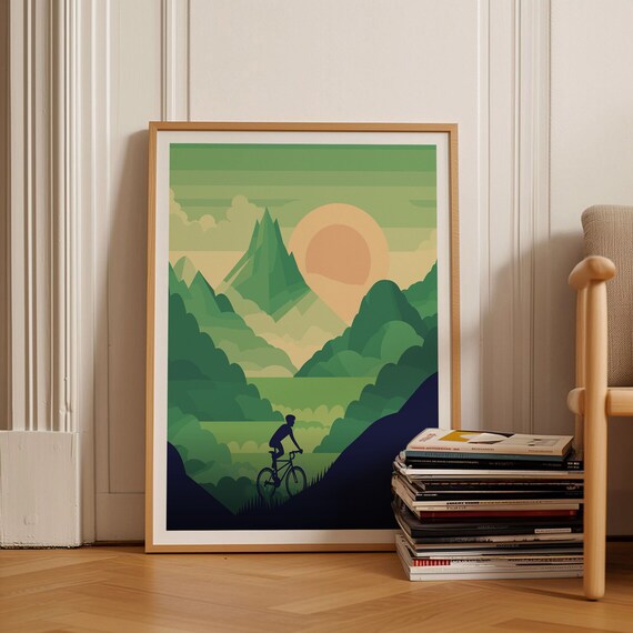Cycling Adventure Poster Mountain Bike Wall Art Outdoor Enthusiast Gift Adventure Decor Sports Landscape C20 127