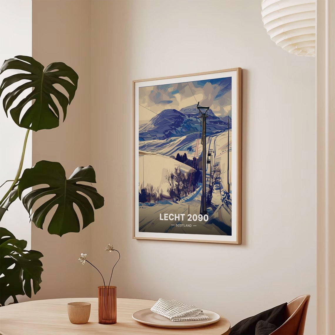 Lecht 2090 Scotland Ski Slopes Chairlift Snowy Mountain Poster - Image 2