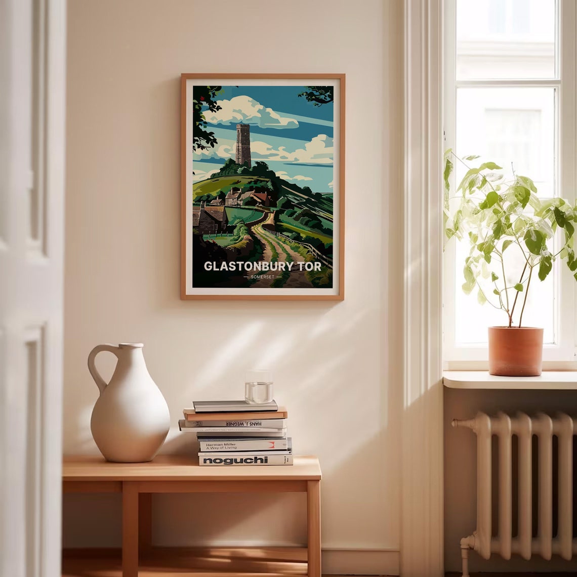 Glastonbury Tor Somerset England Green Hills Vintage Travel Poster - Image 4
