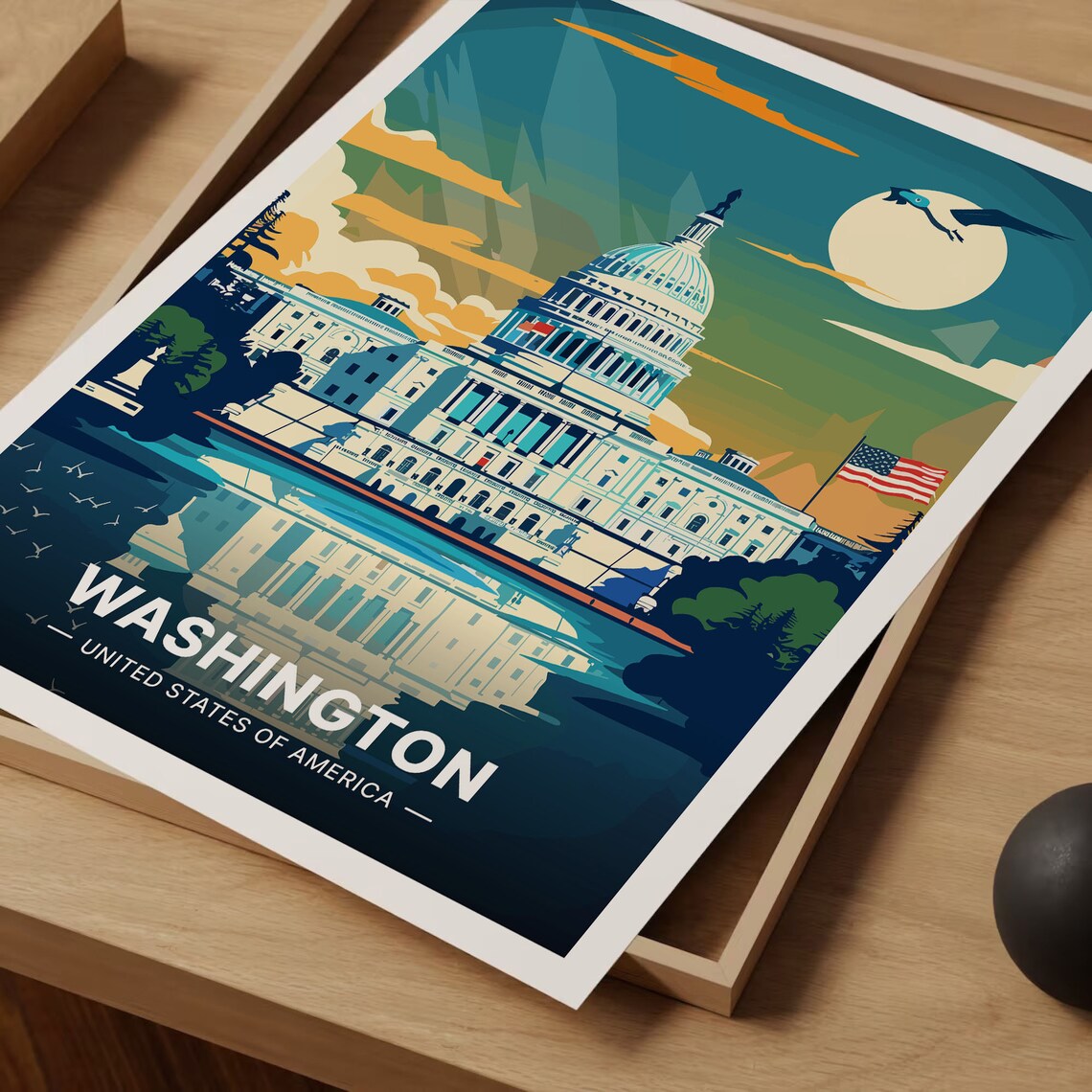Washington DC Travel Poster, Cityscape Art - Image 3