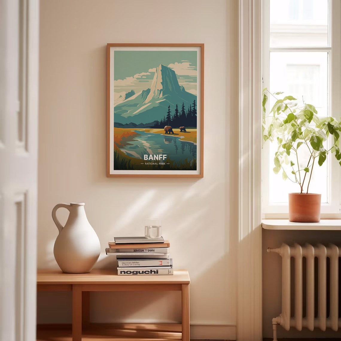 Banff National Park Travel Poster Mountain Lake Bear Wildlife Art - Image 4