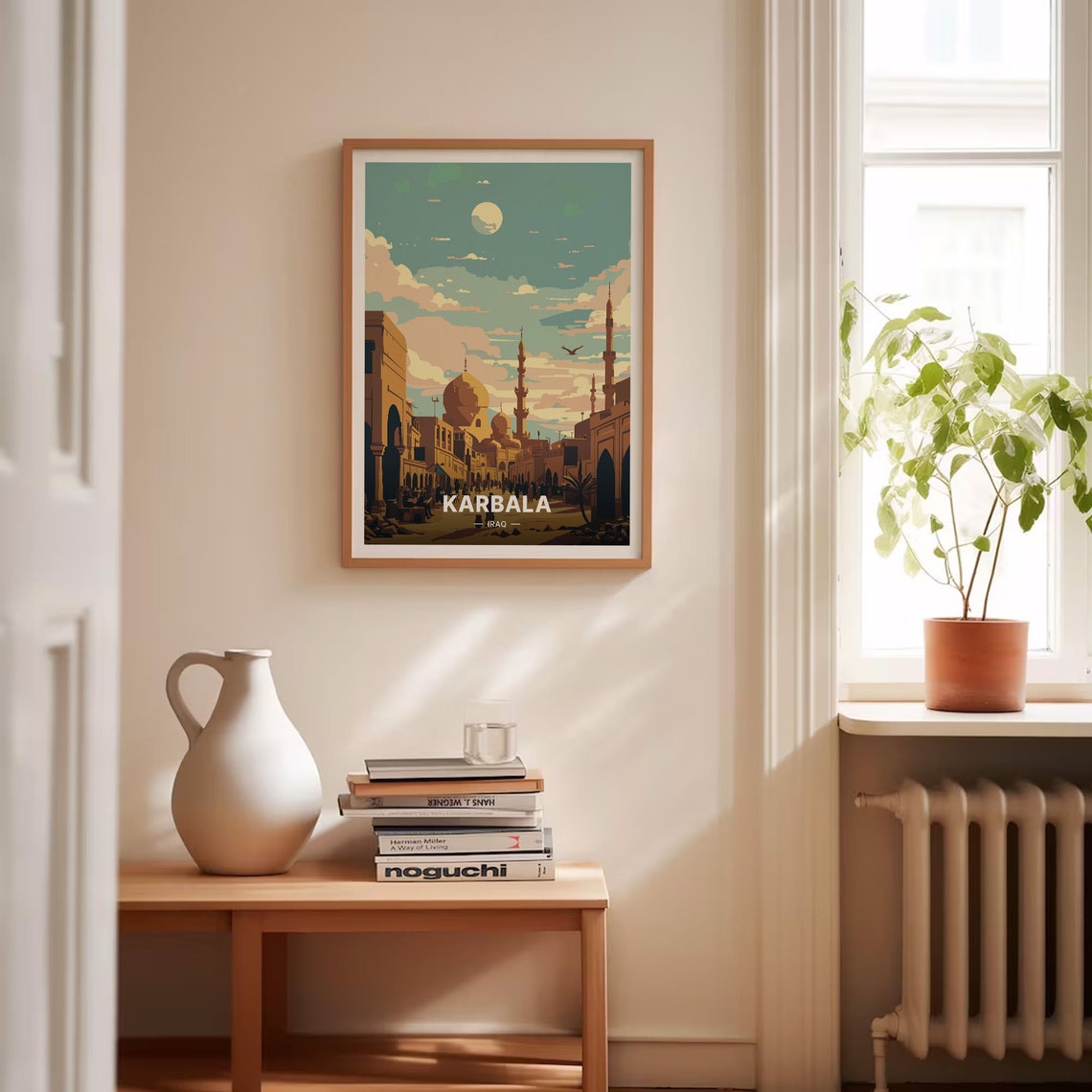 Karbala Iraq Mosque Domes Minarets Bustling Street Travel Poster - Image 4