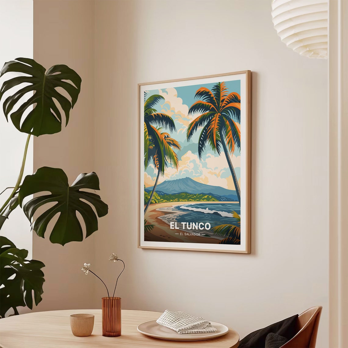 El Tunco El Salvador Beach Palms Volcano Surf Paradise Travel Poster - Image 2