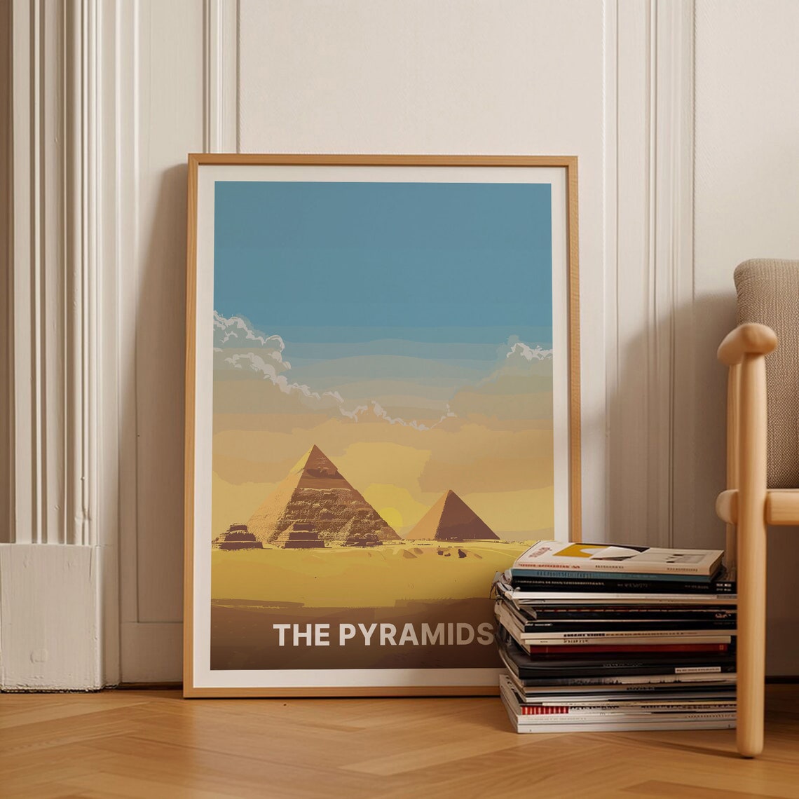 Egypt Pyramids Desert Sunset Golden Dunes Ancient Wonder Poster