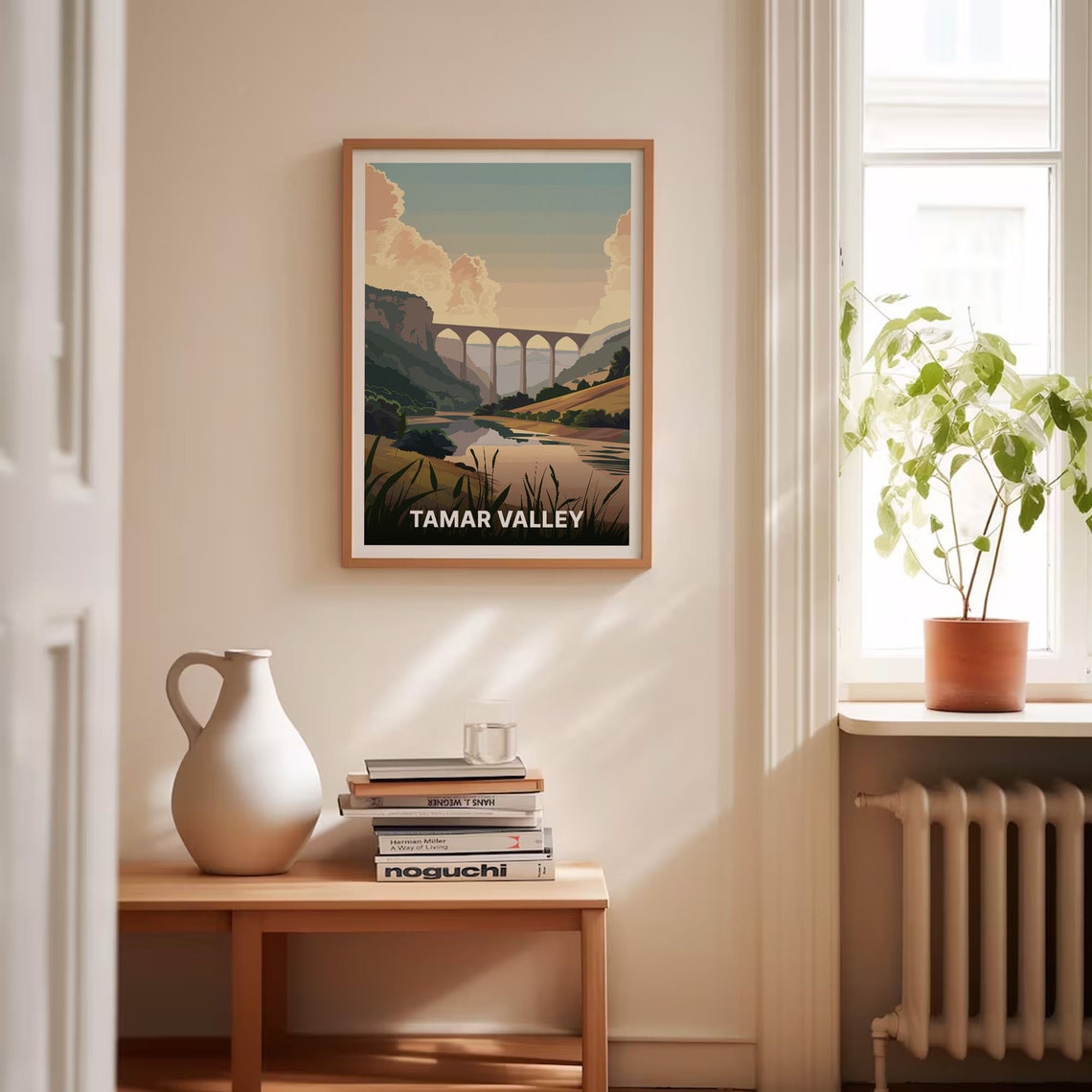 Tamar Valley River Viaduct Cliffs Sunset Landscape Travel Poster - Image 4