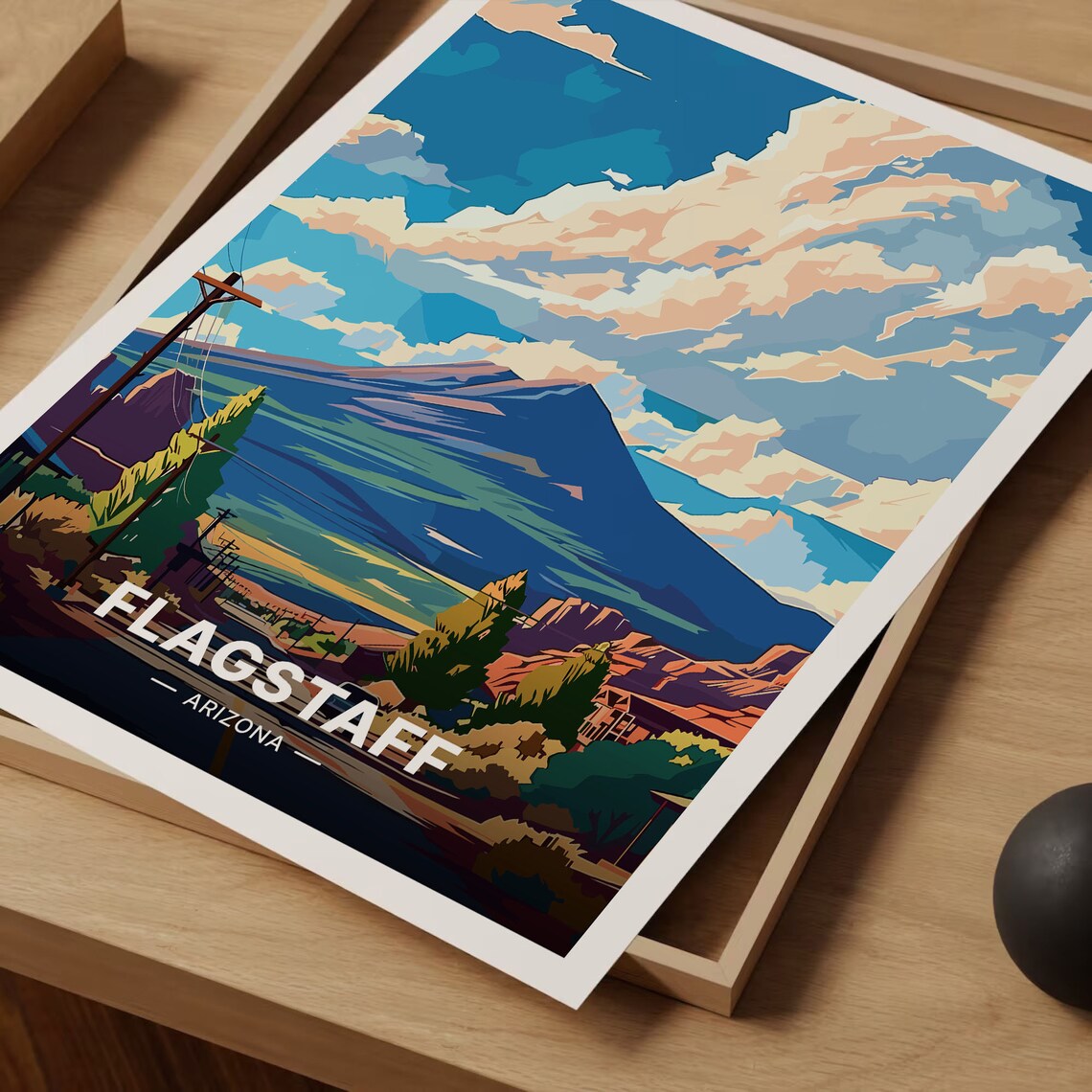 Flagstaff Arizona Mountain Peak Pine Forest Main Street Travel Poster - Image 3