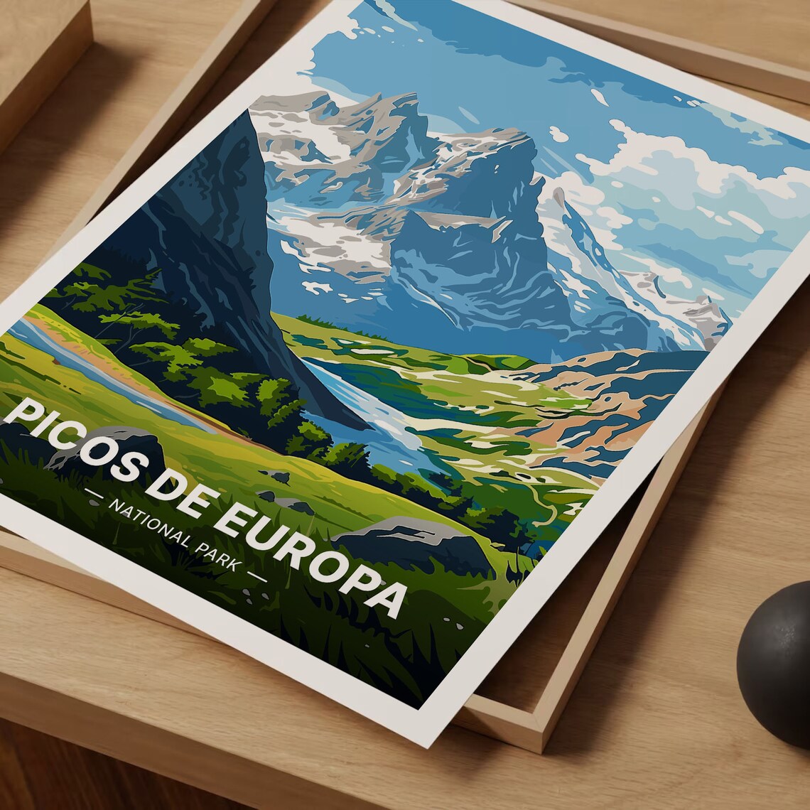 Picos de Europa National Park Snow Peaks Alpine Lake Vista Poster - Image 3