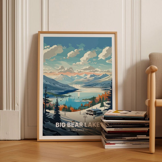 Big Bear Lake California Poster Winter Ski Destination Wall Art Travel Decor For Home And Office C20 1962