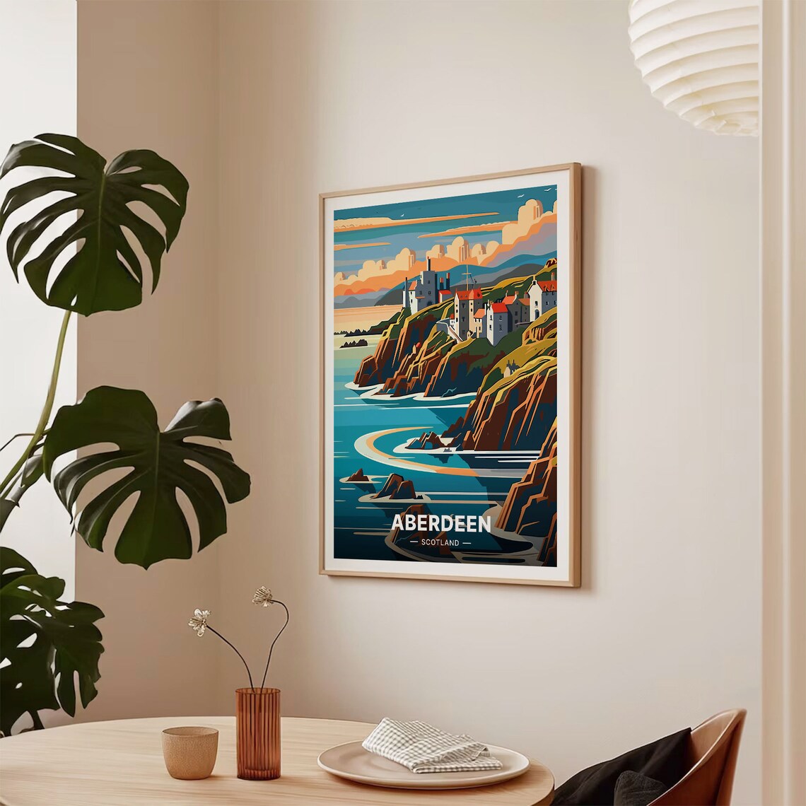 Aberdeen Scotland Cityscape Travel Poster - Image 2