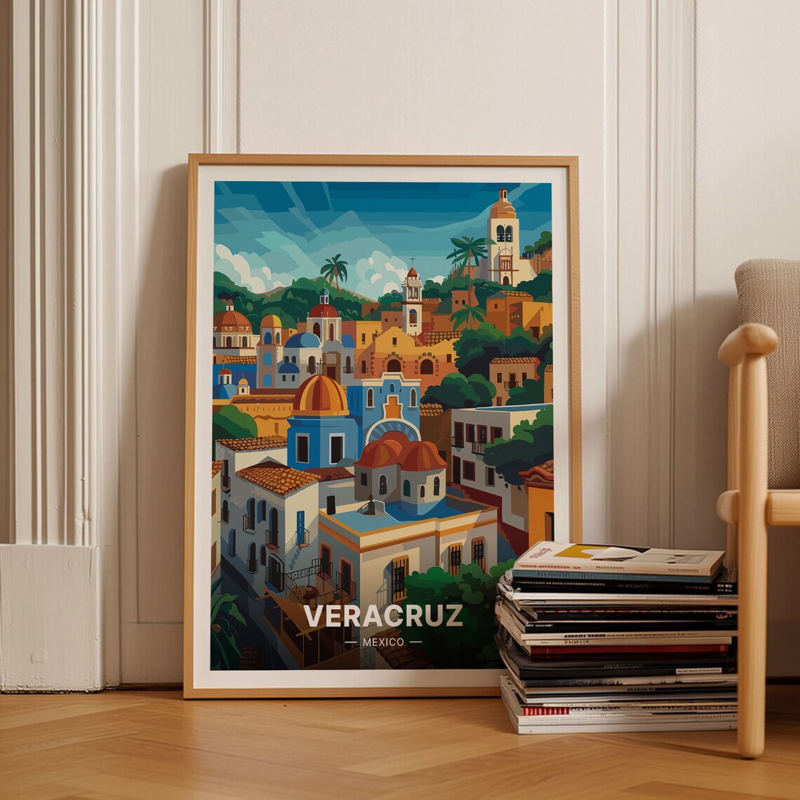 Veracruz Travel Poster, Mexico Cityscape Art