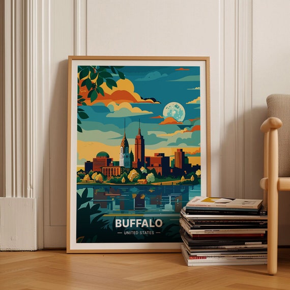 Buffalo Travel Poster Usa Cityscape Art Home Decor Adventure Wall Print Gift For Travelers Birthday Or Wedding Present C20 1295