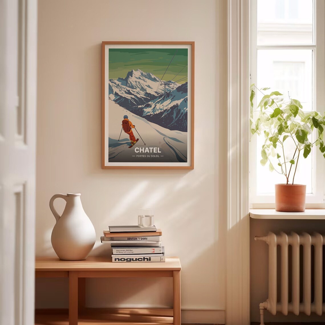 French Alps Ski Resort Travel Poster, Retro Ski Decor - Image 4
