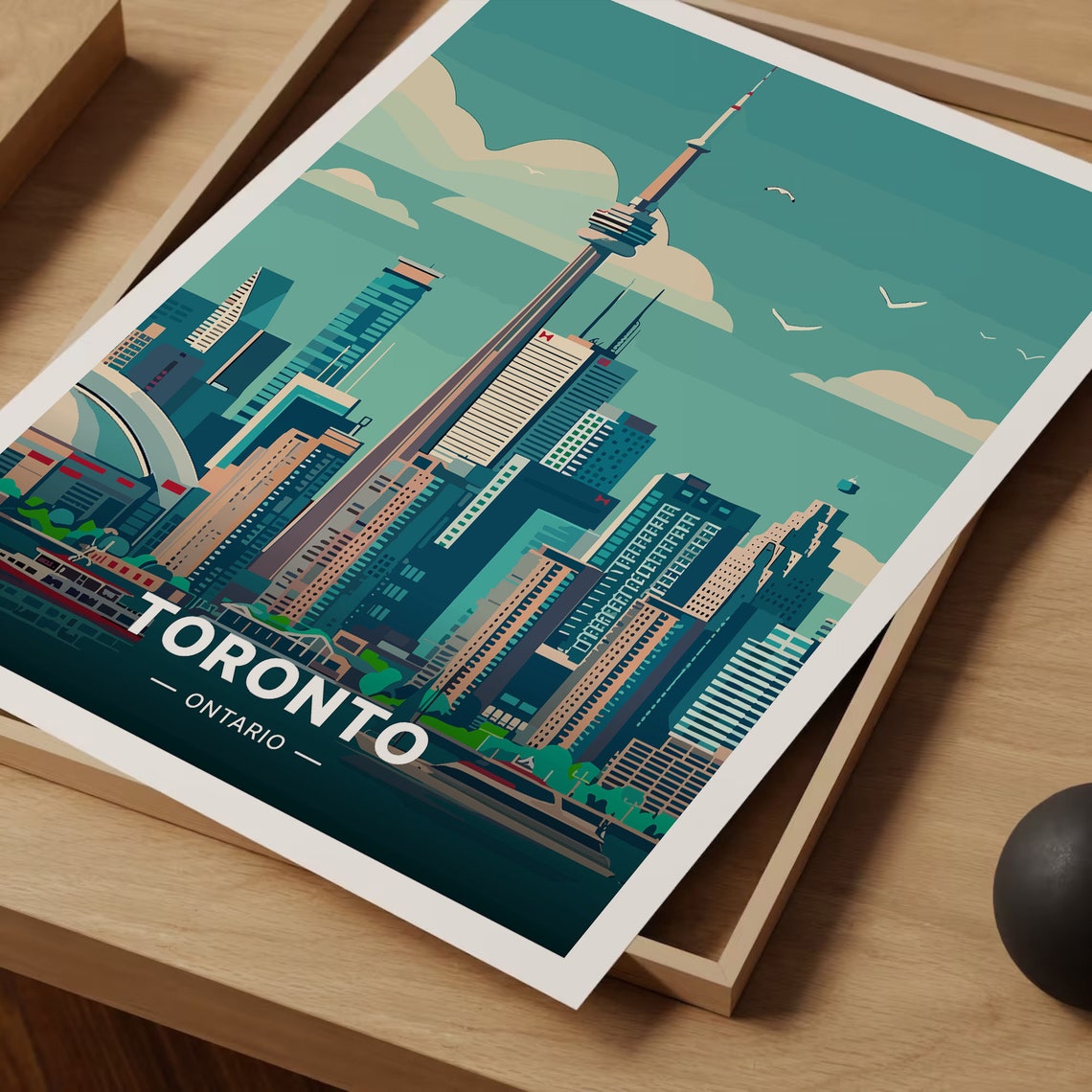 Toronto Ontario CN Tower Skyline Harbor Vintage Canada Travel Poster - Image 3