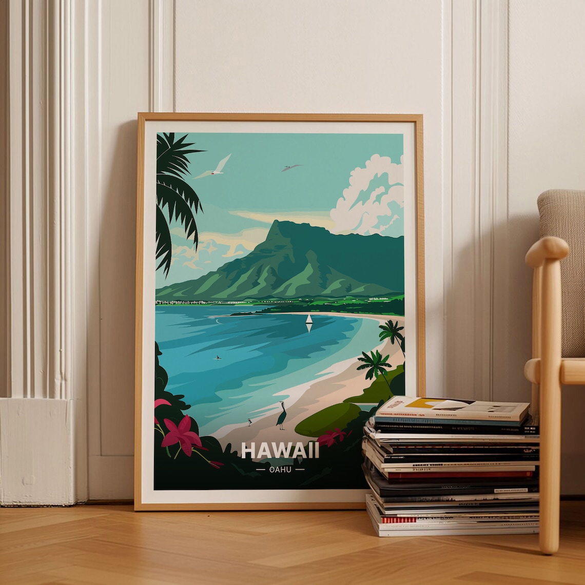 Hawaii Travel Poster, Oahu and Honolulu Travel Poster