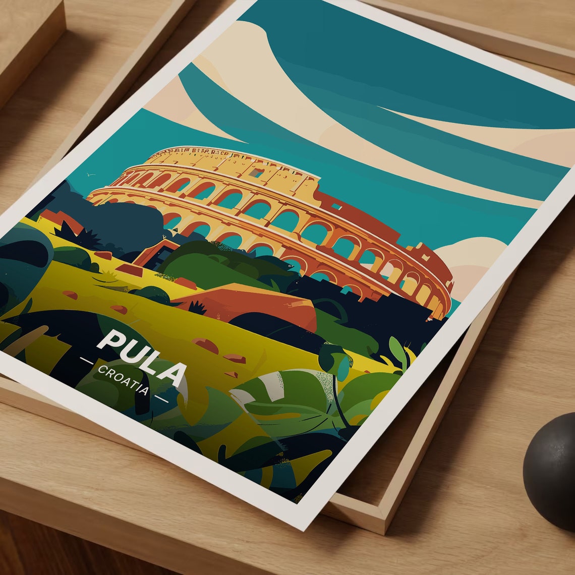 Pula Croatia Amphitheater Roman Arena Sunset Vintage Travel Poster - Image 3