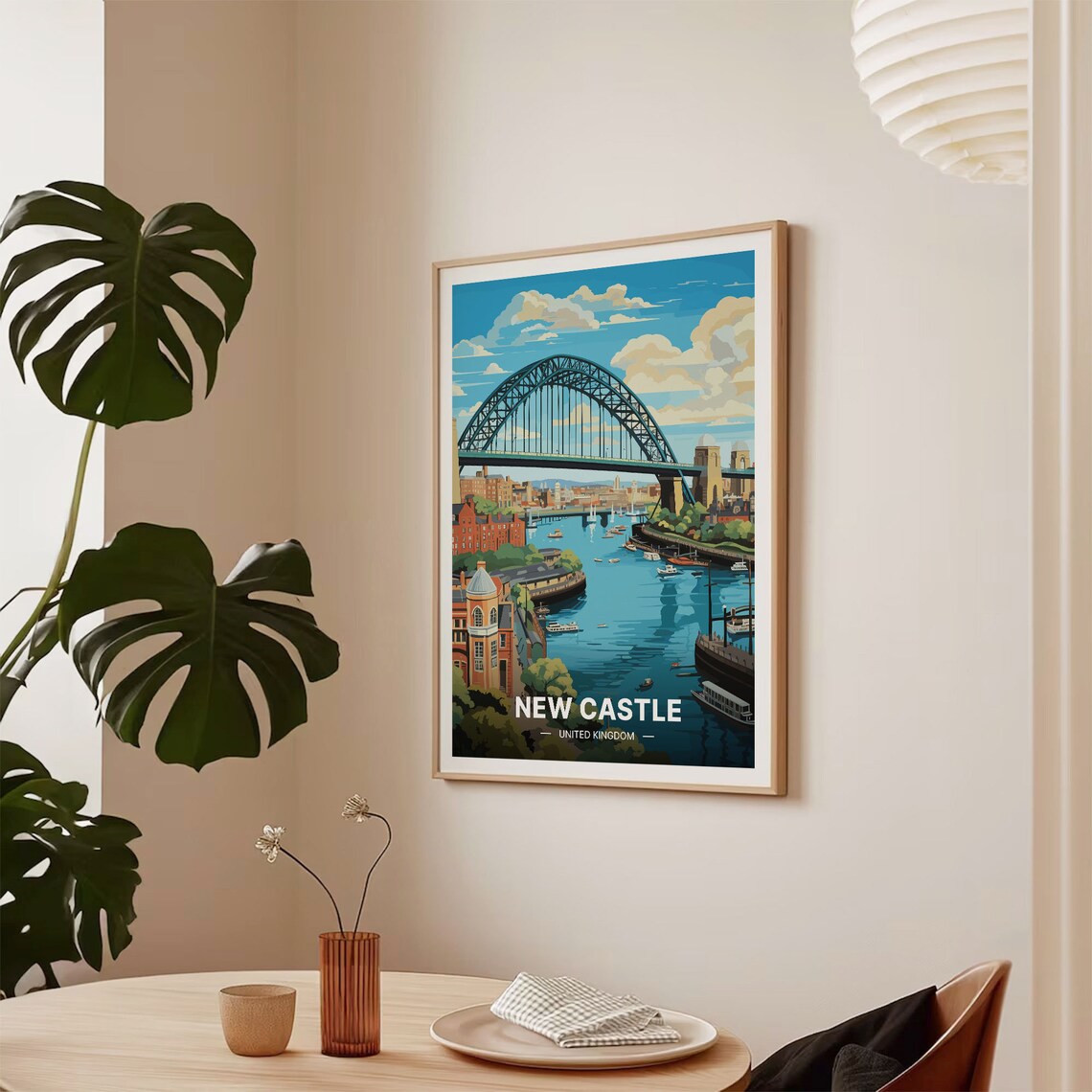 Newcastle United Kingdom Tyne Bridge River Quayside City Travel Poster - Image 2