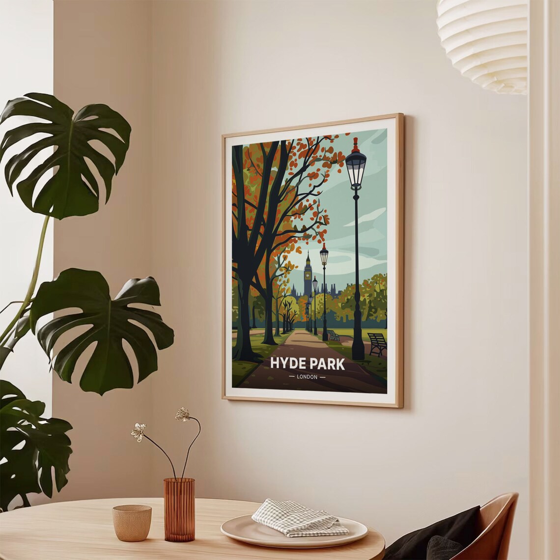 Hyde Park London Autumn Tree Lined Path Vintage Travel Poster - Image 2