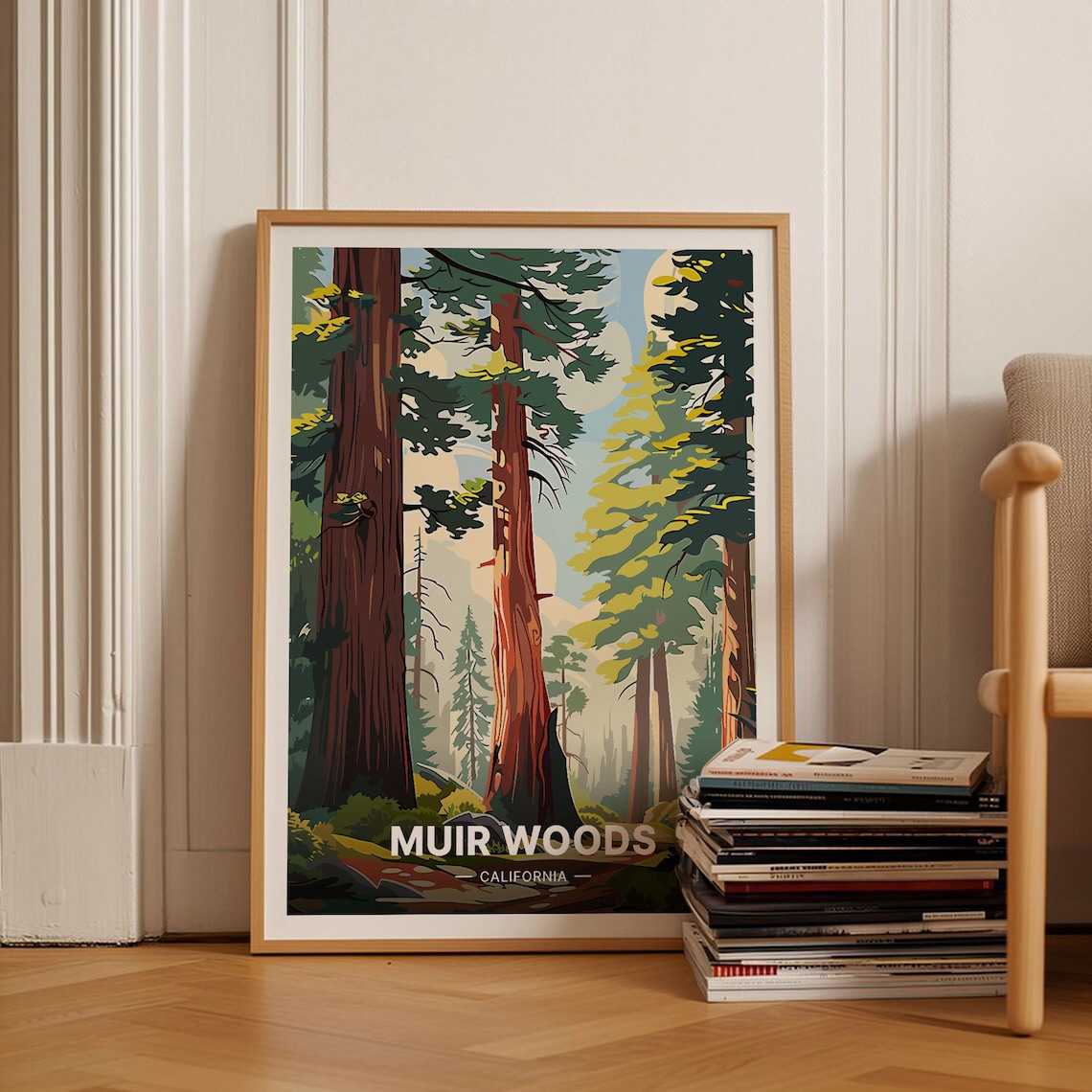 Muir Woods Travel Poster, California Redwoods Art Print