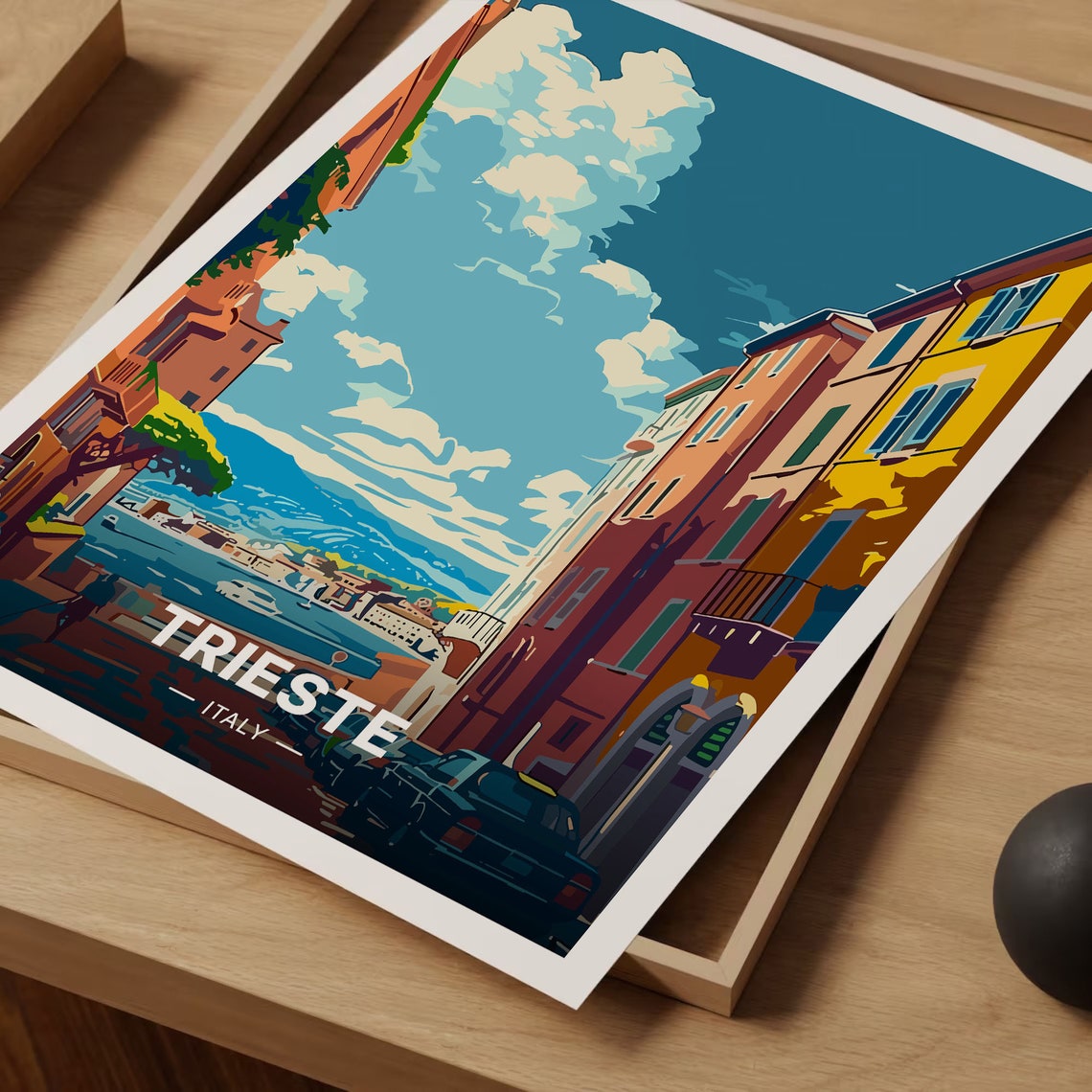 Trieste Italy Waterfront Street Harbor View Vintage Travel Poster - Image 3