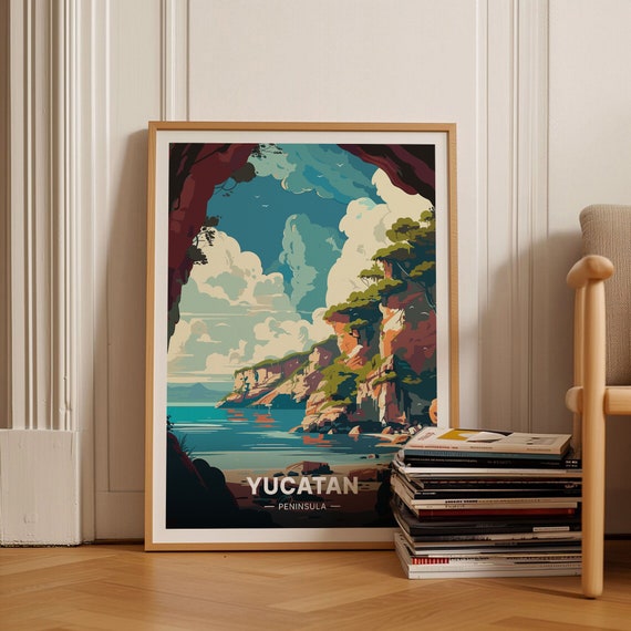 Yucatan Peninsula Travel Poster Mexico Wall Art Home Decor Gift For Travelers Adventure Theme C20 1448