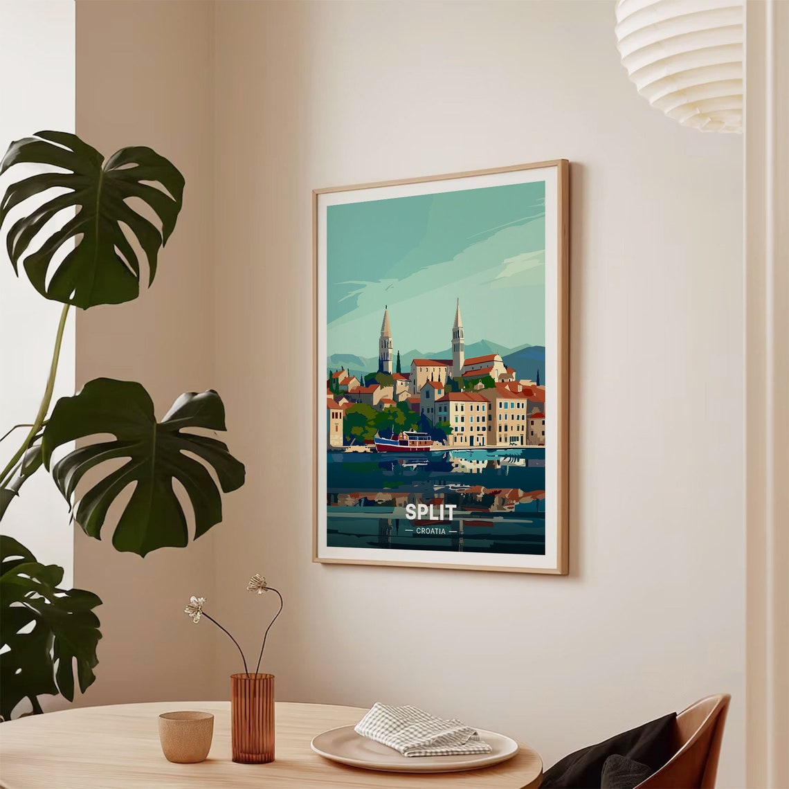 Split Croatia Vintage Travel Poster Waterfront Old Town Harbor Art - Image 2