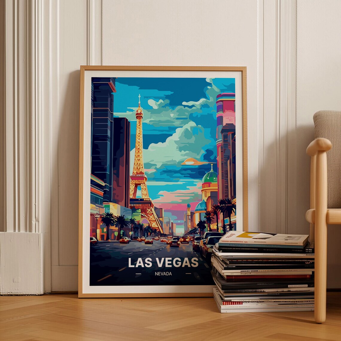 Las Vegas Travel Poster, Nevada Cityscape Artwork