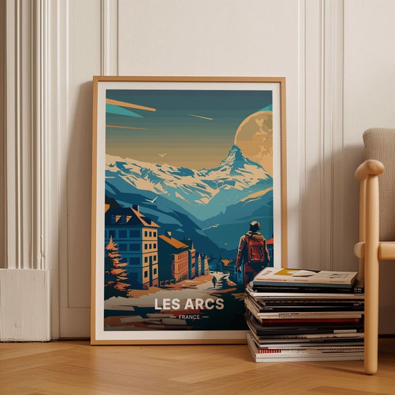 Les Arcs France Travel Poster Ski Resort Wall Art Unique Wedding Birthday Gift Idea Home Decor C20 1011