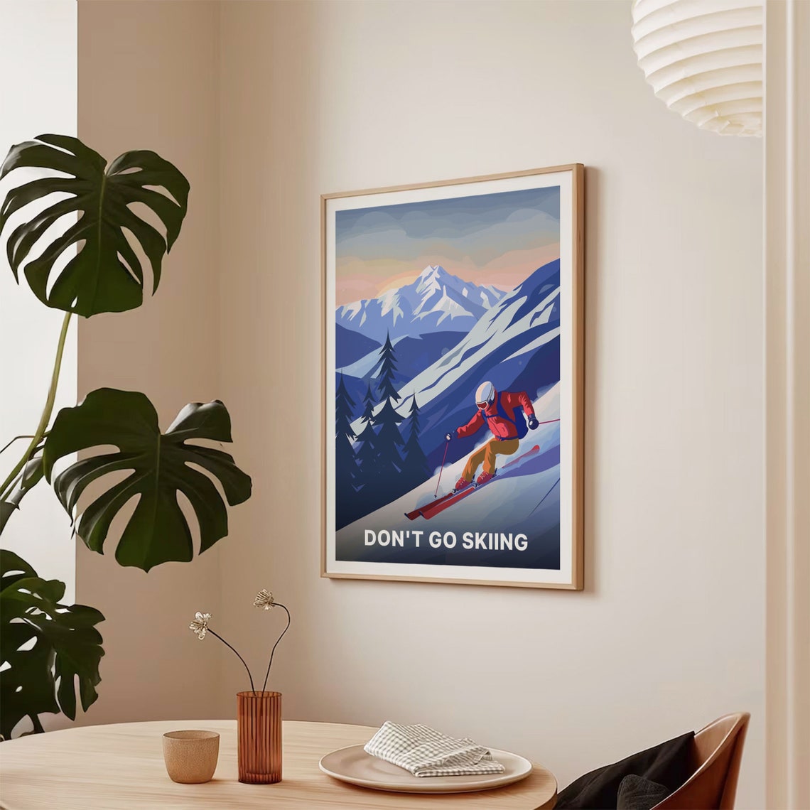 Dont Go Skiing Funny Vintage Skier Mountain Slope Sports Poster - Image 2