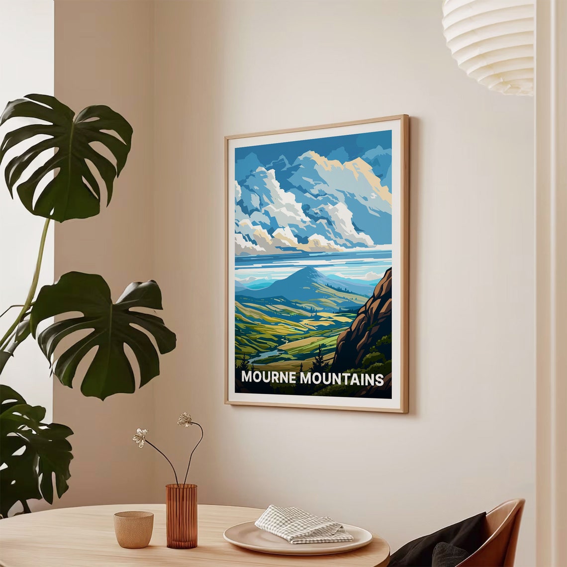 Mourne Mountains Green Valley Peaks Landscape Vintage Travel Poster - Image 2