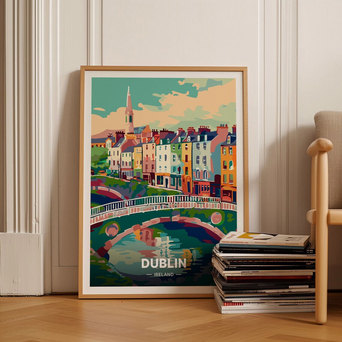 Dublin Vintage Ireland Travel Poster, European Cities