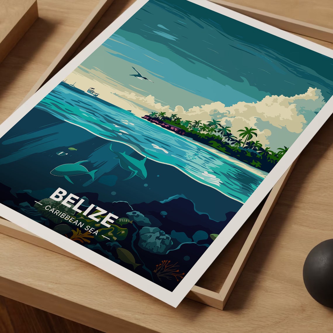 Belize Travel Poster Caribbean Sea Art Unique Wedding Gift Birthday Present Idea Home Decor C20 384 - Image 3