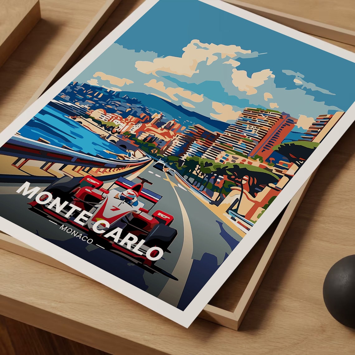 Monte Carlo Monaco Grand Prix Race Car Coastal Road Motorsport Poster - Image 3