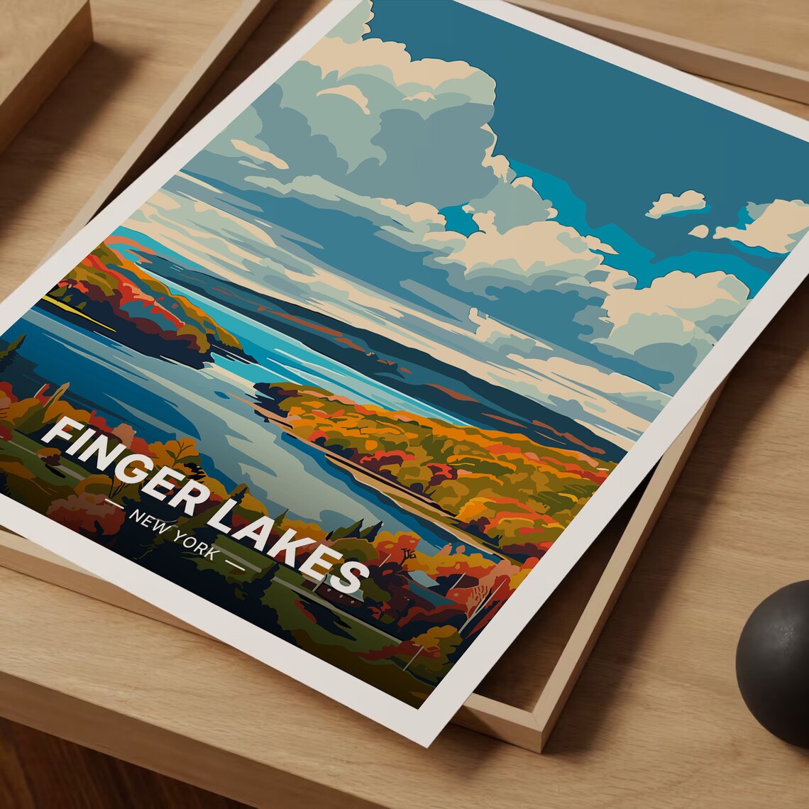 Finger Lakes Travel Poster, New York Landscape Art - Image 3