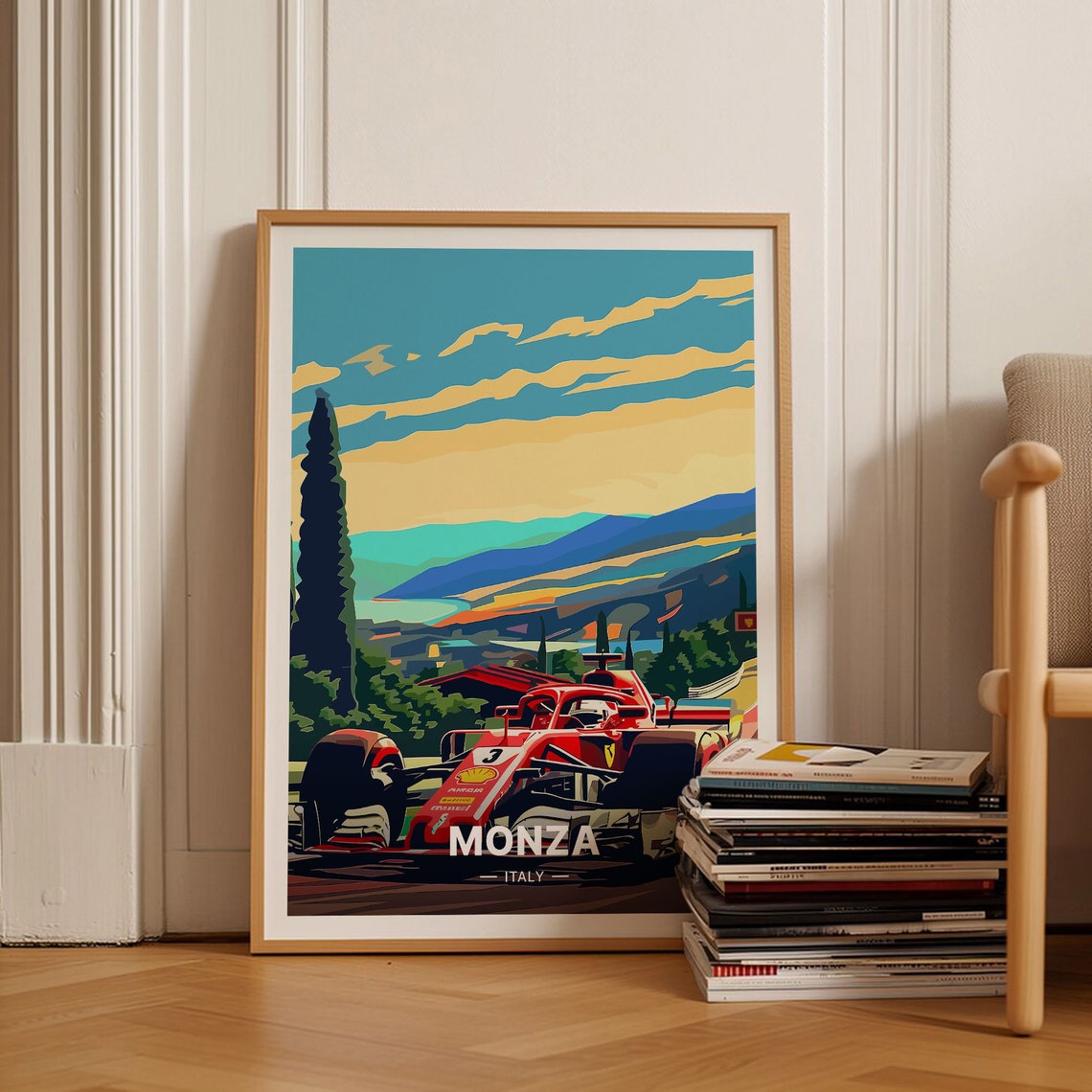 Monza Italy Formula One Race Car Sunset Hills Motorsport Poster