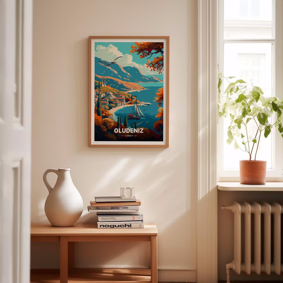 Oludeniz Turkey Turquoise Lagoon Sailboat Mountain Travel Poster - Image 4