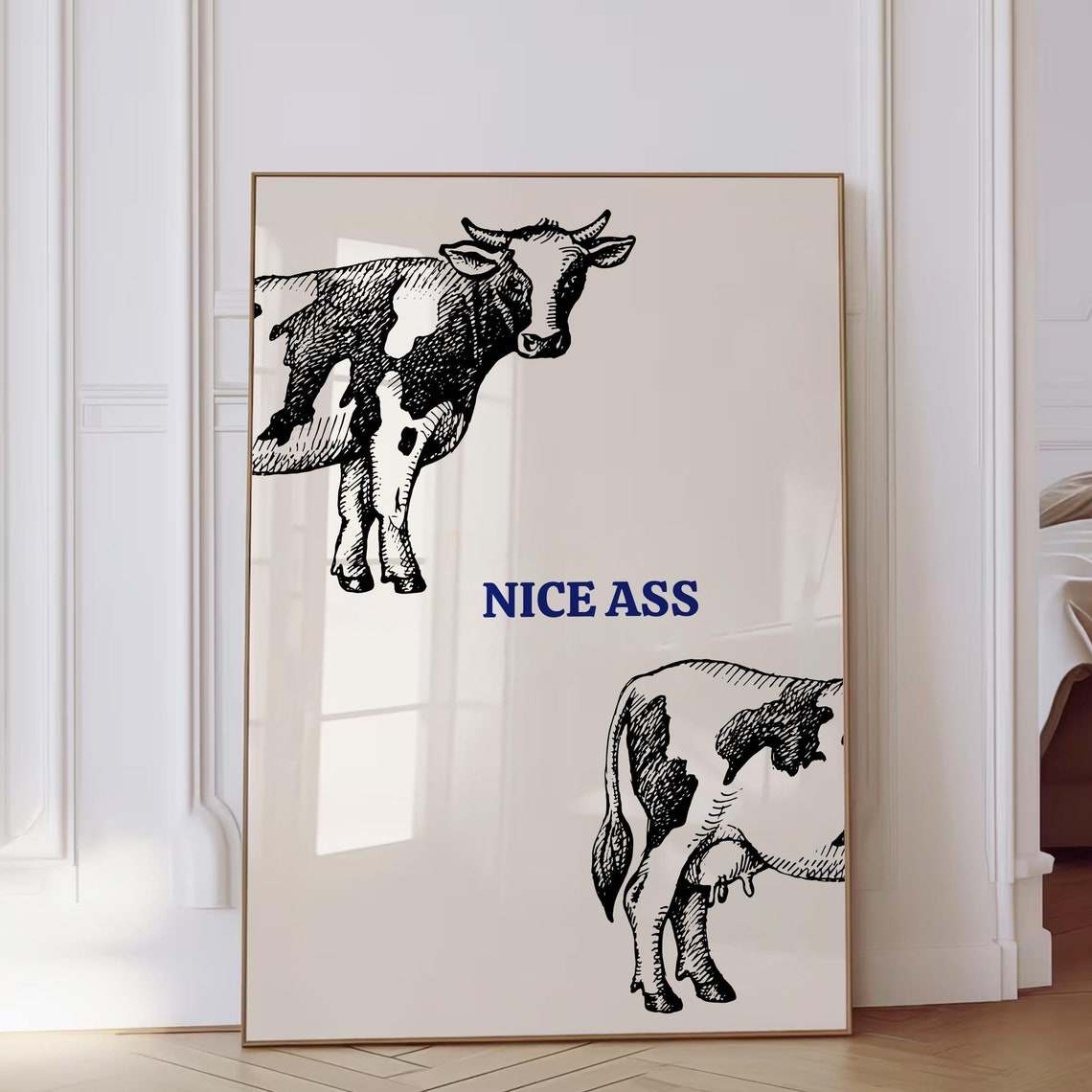 Nice Ass Cow Vintage Etching Style Funny Bathroom Humor Poster - Image 4