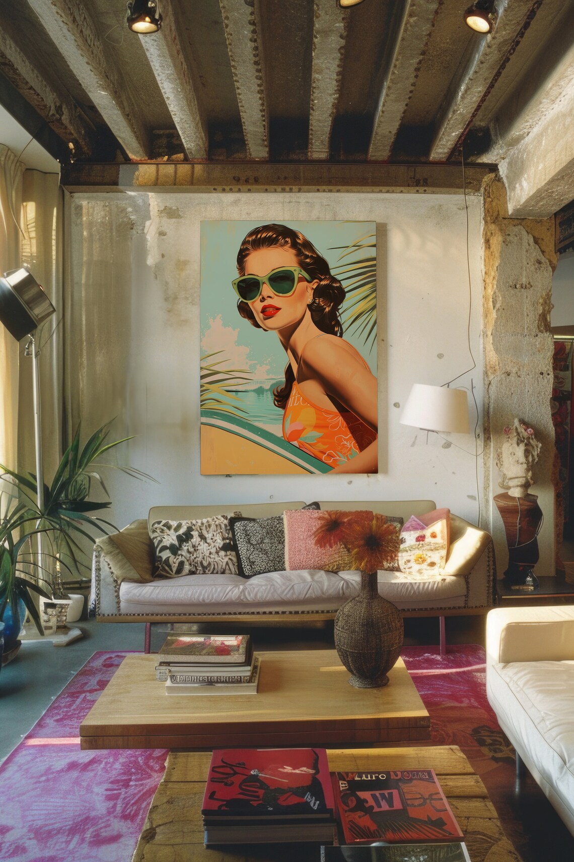 Vintage Pin Up Girl Sunglasses Retro Beach Style Pop Art Wall Poster - Image 2