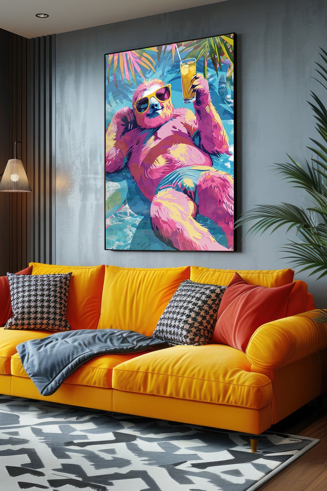 Papa Sloth Pop Art Poster Print Wall Art Funny Fathers Day Gift Dad Retirement Gift Maximalist Home Decor - Image 2