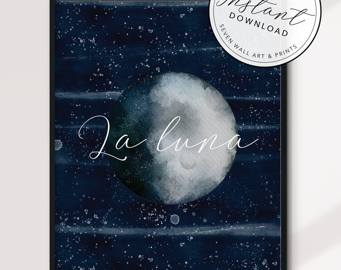 La Luna Poster Moon Print Moon Decor La Luna Wall Art Inspirational Nursery Decor Inspirational Home Decor Moon Phase Gift