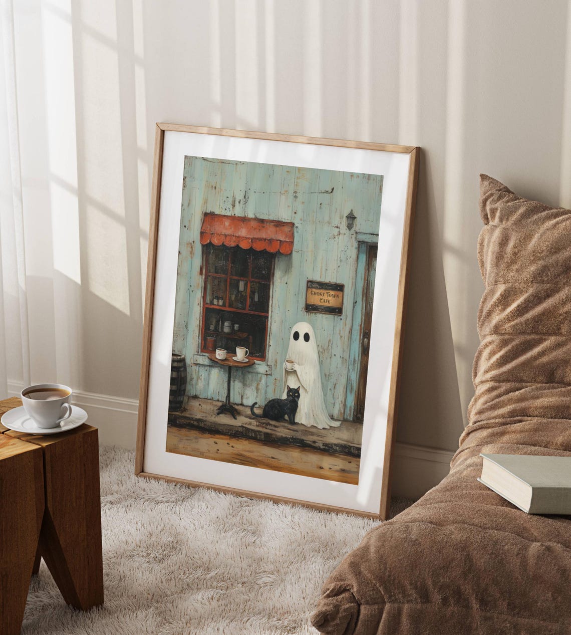 Ghost and Black Cat at the Ghost Town Cafe Storefront Poster - Image 3